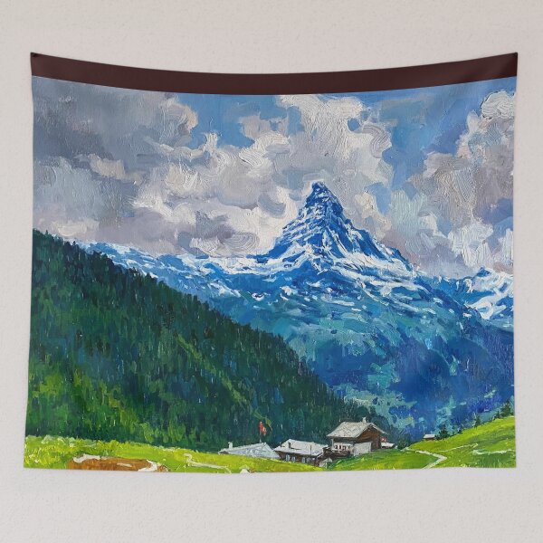 Item preview, Majestic Matterhorn - Alpine Peak Oil Painting Print designed and sold by PrintShopGeneva.