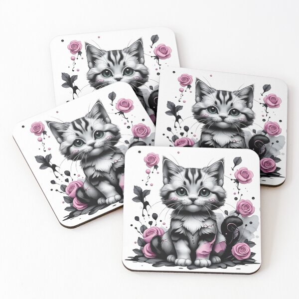 Item preview, Cute Gray Kitten with Ink Splash designed and sold by WhereHopeBlooms.