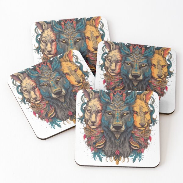 Item preview, Triple Wolf Spirit Mandala Art designed and sold by NeoTeeFusion.