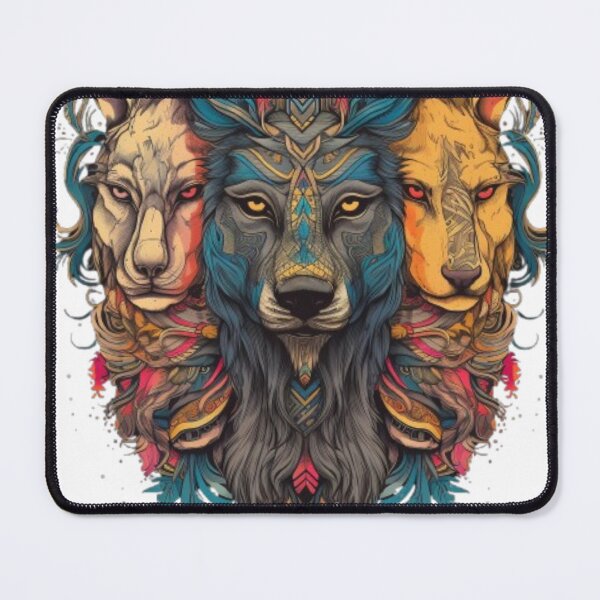 Item preview, Triple Wolf Spirit Mandala Art designed and sold by NeoTeeFusion.
