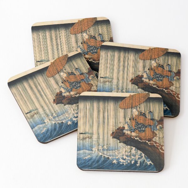 Item preview, Nichiren Praying for Rain - Vintage Japanese Woodblock Print designed and sold by Open Canvas.