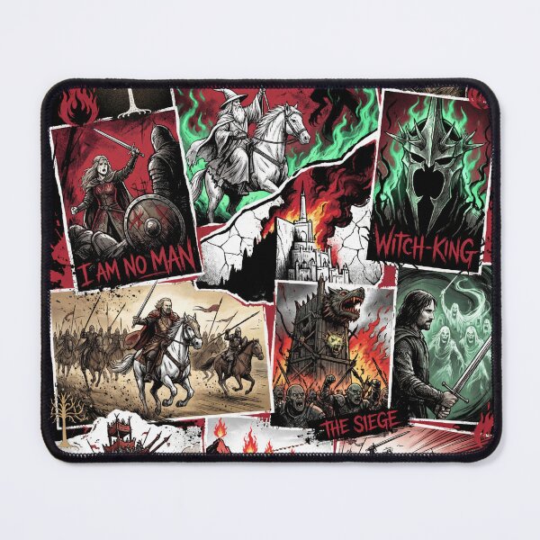 Item preview, Epic Battle for Minas Tirith Lord of the Rings LOTR Pelennor Fields Siege Rohirrim Charge Witch King Gondor Osgiliath Oliphaunts Mumakil Gandalf Pippin Aragorn Collage Fan Art Poster designed and sold by Senpaiwaves.