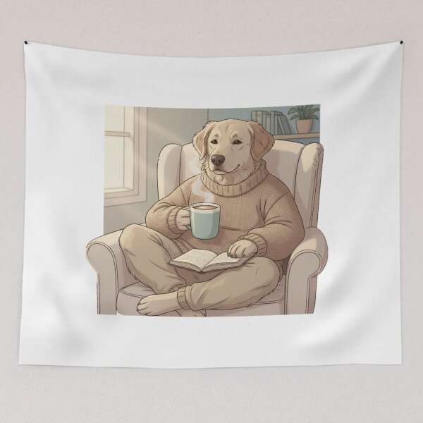 Item preview, Cozy Winter Bookworm Dog Drinking Coffee | Cute Reading Dog Illustration designed and sold by Fandom Universe.