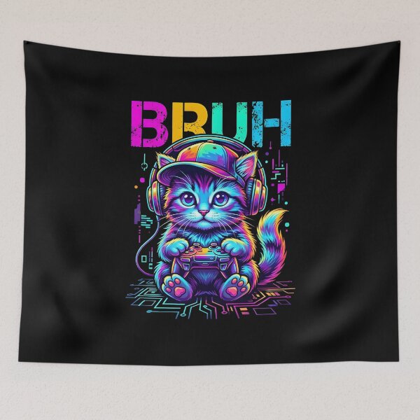 Item preview, Bruh Gamer Cat, Gaming Cat Headphones Controller Gift, Funny Gamer Kitty Aesthetic Graphic Tee designed and sold by saloui.