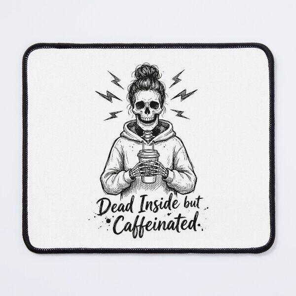 Item preview, Dead Inside but Caffeinated Funny Skeleton Coffee Design designed and sold by CreativeHymms.