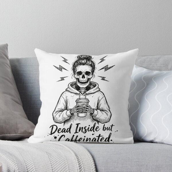 Item preview, Dead Inside but Caffeinated Funny Skeleton Coffee Design designed and sold by CreativeHymms.