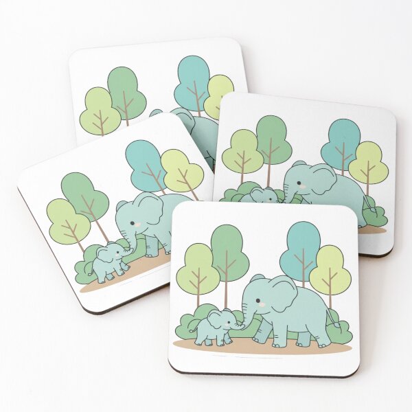 Item preview, Mother and Baby Elephant Walking in Forest | Cute Wildlife Vector Art designed and sold by Fandom Universe.