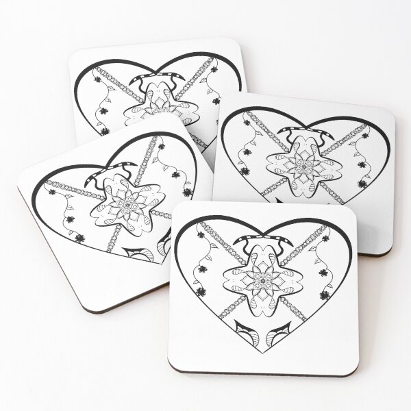 Item preview, Ornate Heart Frame — Monochrome Floral Line Art designed and sold by AmaiDream.