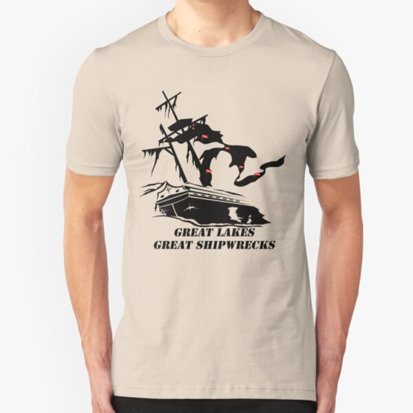 Great Lakes, Great Shipwrecks - Black Slim Fit T-Shirt