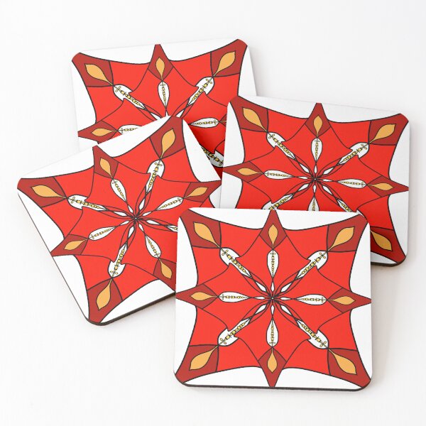 Item preview, Crimson Star Petals — Radial Geometric Tile designed and sold by AmaiDream.