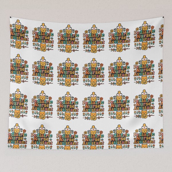 Item preview, Cute Pediatric Nurse Assistant Cat – Colorful Floral Peds CNA Design designed and sold by ClinicalHubs.