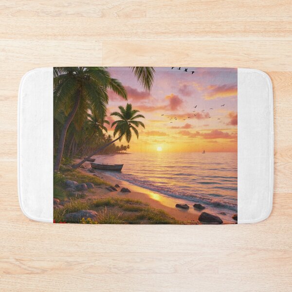 Item preview, Tropical Golden Hour – Serene Sunset Beach Paradise designed and sold by Fateh-Kro ⭐⭐⭐⭐⭐.
