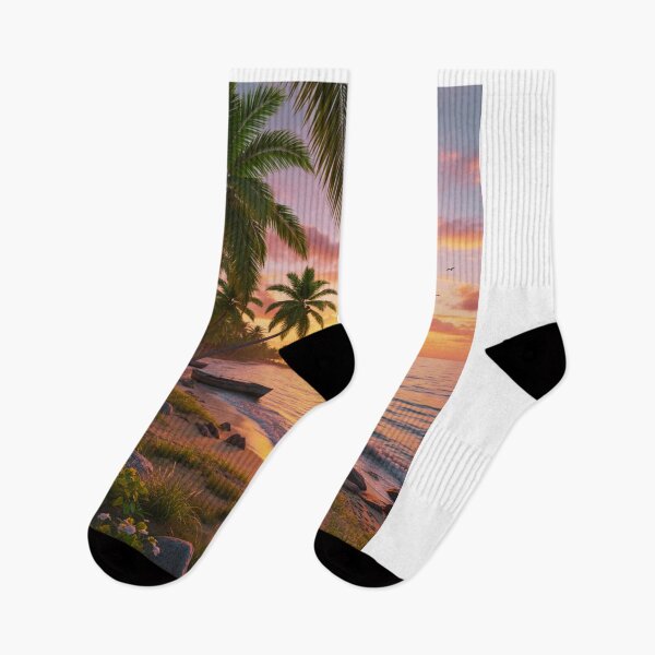 Item preview, Tropical Golden Hour – Serene Sunset Beach Paradise designed and sold by Fateh-Kro ⭐⭐⭐⭐⭐.