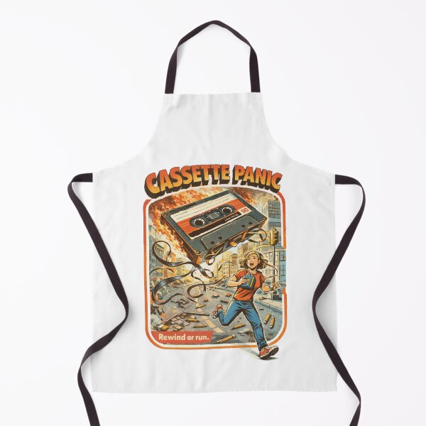 Item preview, Cassette Panic – Rewind or Run (Retro Mixtape Disaster Poster) designed and sold by BeetleDots.