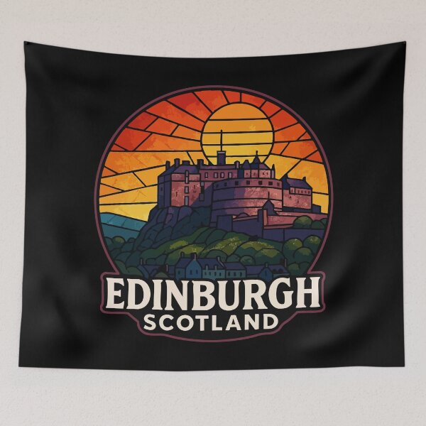 Item preview, Edinburgh Castle Scotland Stained Glass Travel designed and sold by TomFrontierArt.