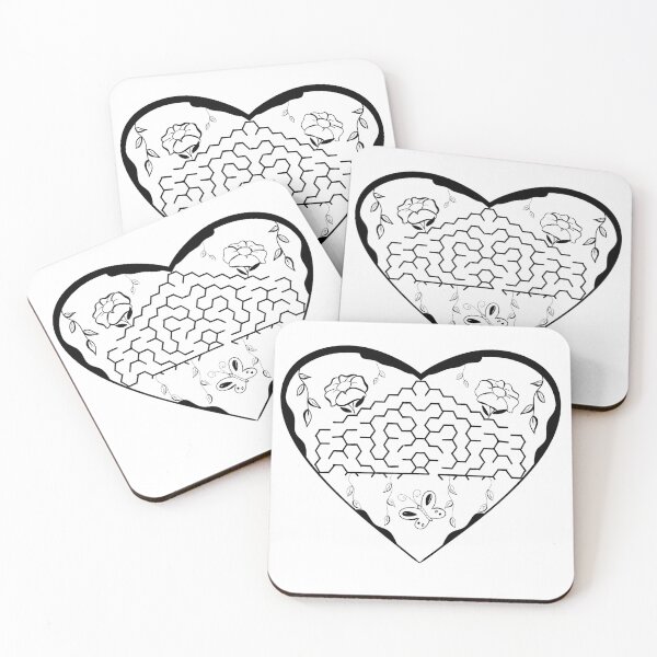 Item preview, Floral Maze Heart with Butterfly – Monochrome Line Art designed and sold by AmaiDream.