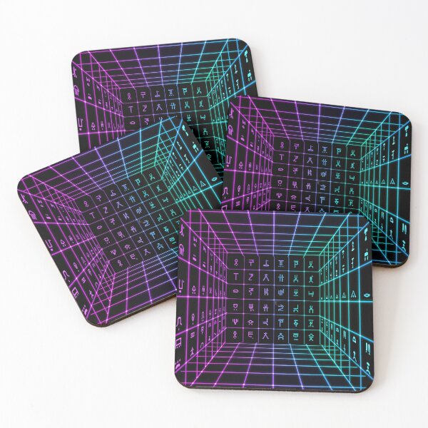 Item preview, Hieroglyph Neon Grid designed and sold by AnadAA.