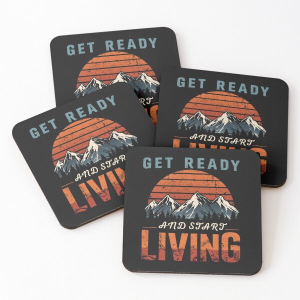 Item preview, Get Ready and Start Living Vintage Mountain Sunset Adventure Quote Design designed and sold by matjaralbalad.