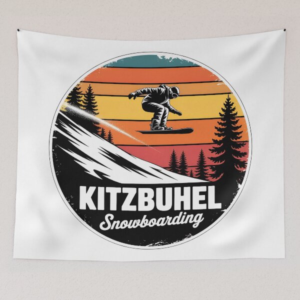 Item preview, Kitzbühel Snowboarding Vintage  – Retro Sunset Alpine Ski Design designed and sold by VividOrganica.