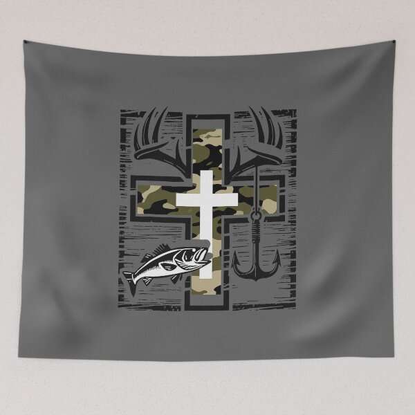 Item preview, Faith Fishing Hunting Camo Cross with Hook Bass Christian designed and sold by KristineLi.