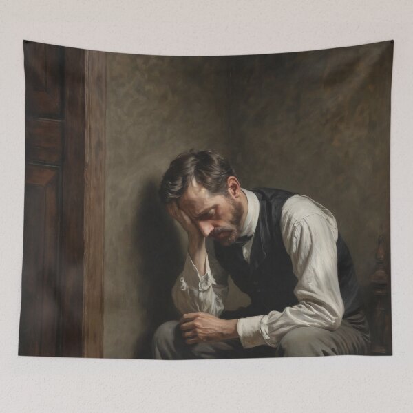 Item preview, Depression and Existential Crisis Oil Painting | Dark Philosophy Art designed and sold by Visualynx.