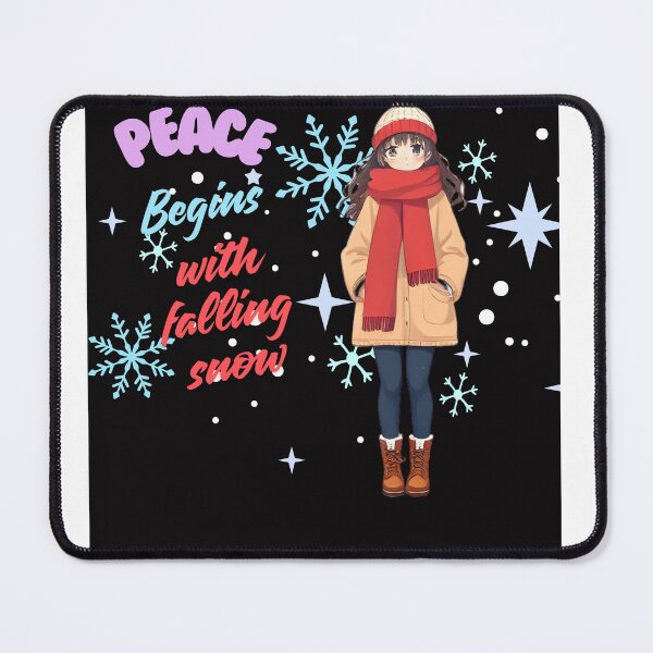 Item preview, Peace begins with falling snow little girl with red scarf designed and sold by viaber.