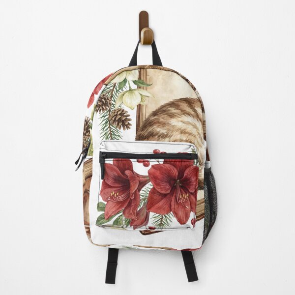 Item preview, Cozy Sleeping Cat on Books Winter Floral Watercolor designed and sold by EverBranz-stor.