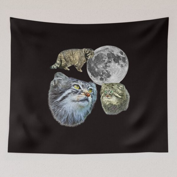 Item preview, Three Manul Cat Retro Graphic, Vintage Pallas Cat Moon, Wild Cat, Funny Exotic Animal Top, Feline Gift for Him designed and sold by DesignDenDo ⭐⭐⭐⭐⭐.