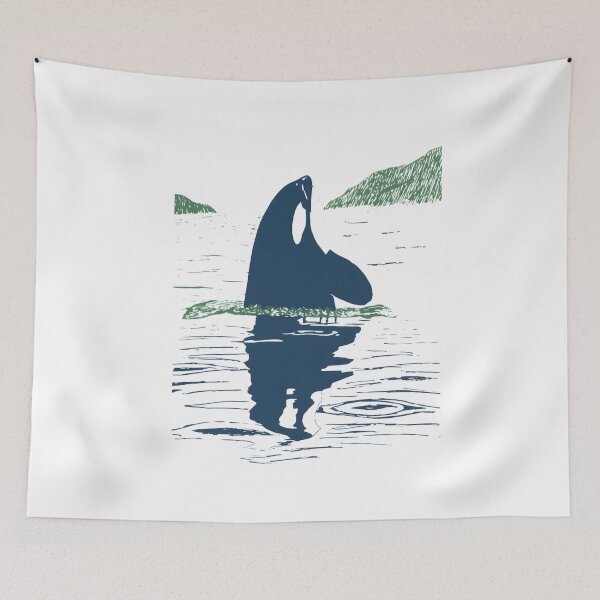 Item preview, Orca Sea, Killer Whale Ocean Lover, Nature Linocut Graphic, Marine Life Gift for Sea and Orca Fans designed and sold by DesignDenDo ⭐⭐⭐⭐⭐.