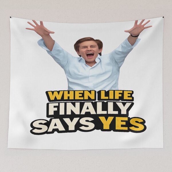 Item preview, When Life Finally Says Yes Funny Meme T-Shirt Motivational Victory Celebration Design designed and sold by FernandsOficial.
