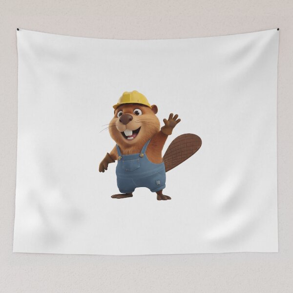 Item preview, Cute Beaver Construction Worker Carpenter Waving Hello designed and sold by vk09.