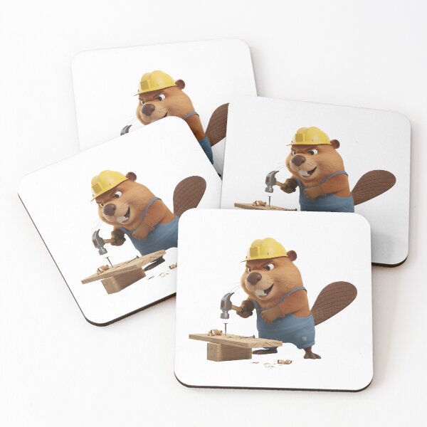 Item preview, Cute Beaver Carpenter Hammering Nail Woodworking designed and sold by vk09.