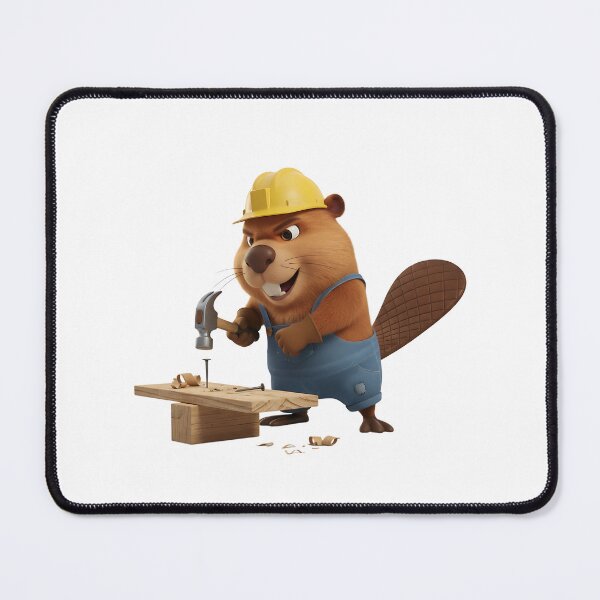 Item preview, Cute Beaver Carpenter Hammering Nail Woodworking designed and sold by vk09.