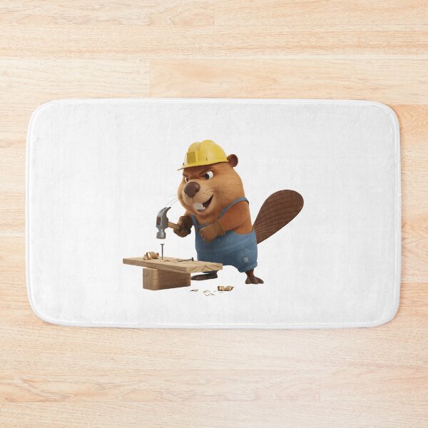 Item preview, Cute Beaver Carpenter Hammering Nail Woodworking designed and sold by vk09.
