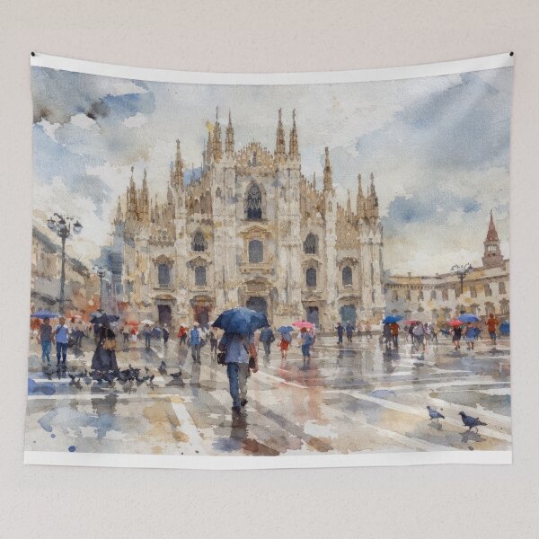 Item preview, Rainy Duomo di Milano Watercolor designed and sold by caracatita75.