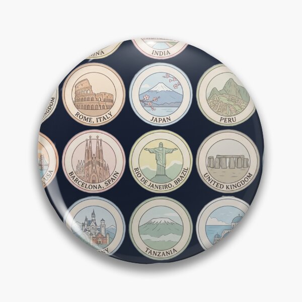 Item preview, World Explorer Passport Stamp Stickers | Vintage Travel Landmarks Sticker Pack | Global Travel Badges designed and sold by MuseAI.