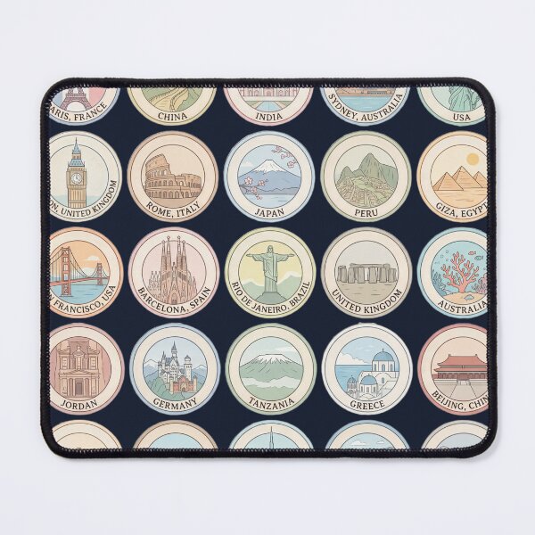 Item preview, World Explorer Passport Stamp Stickers | Vintage Travel Landmarks Sticker Pack | Global Travel Badges designed and sold by MuseAI.