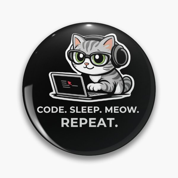 Item preview, Code Sleep Meow Repeat – Funny Cat Coding Design designed and sold by LucaVibeBrand.