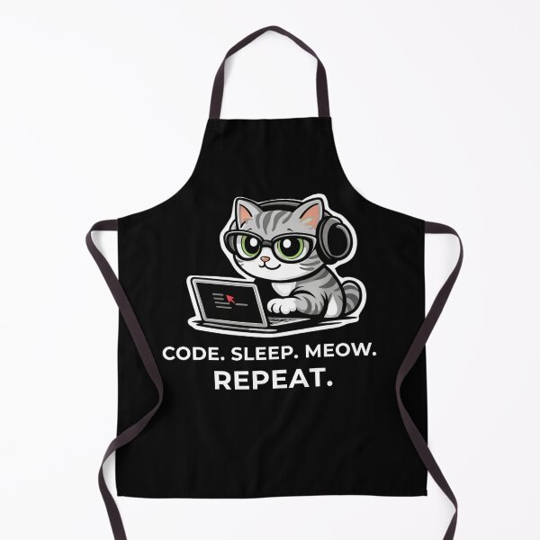 Item preview, Code Sleep Meow Repeat – Funny Cat Coding Design designed and sold by LucaVibeBrand.