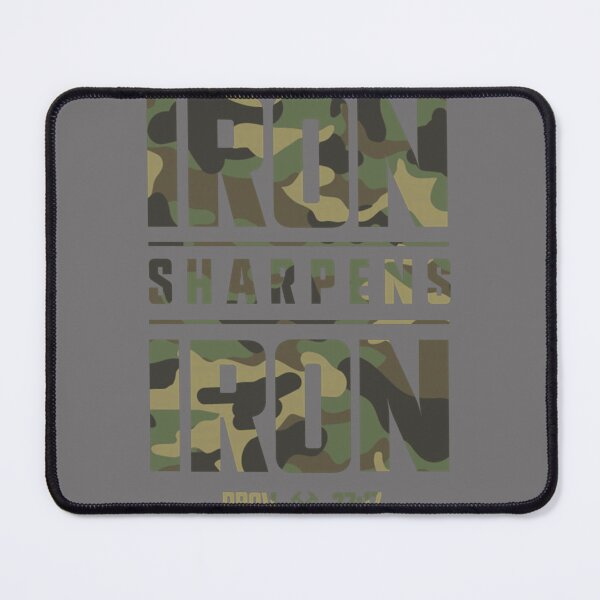 Item preview, Iron Sharpens Iron Christian Men Camo Scripture Gym Workout designed and sold by KristineLi.