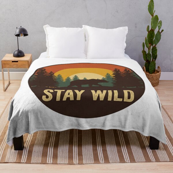 Item preview, Retro Bear Stay Wild Sunset Outdoor Adventure Emblem designed and sold by EverBranz-stor.