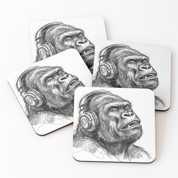 Item preview, Lost In Music Gorilla - Expressive Charcoal Sketch Art designed and sold by L.U.S.A.