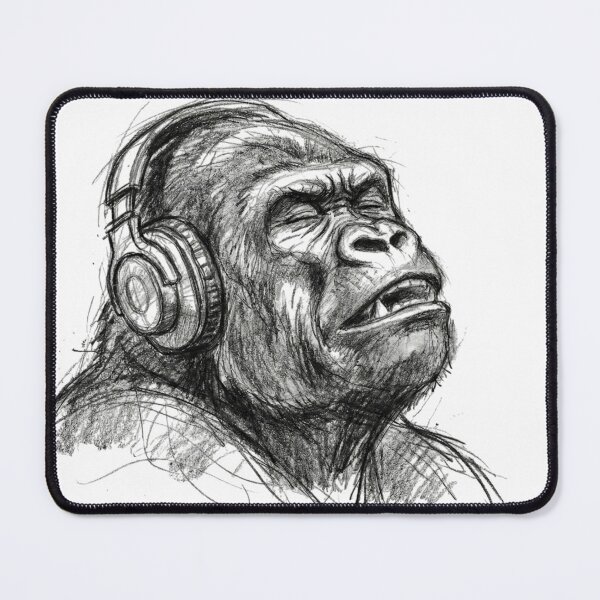 Item preview, Lost In Music Gorilla - Expressive Charcoal Sketch Art designed and sold by L.U.S.A.