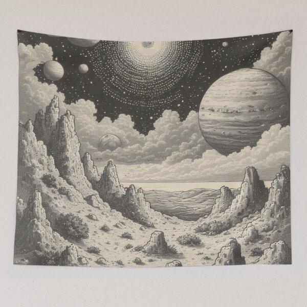 Item preview, Extraterrestrial landscape with planets and clouds designed and sold by Mianku | Für das Leben.