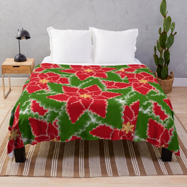 Item preview,  Red Poinsettia & Green Leaf Christmas Pattern designed and sold by HopeAndHustle.