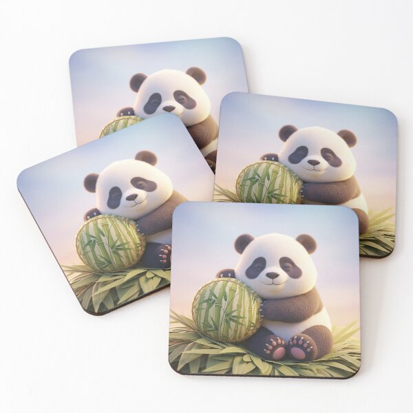 Item preview, Cute 3D Panda Snuggling on Bamboo – Adorable Cartoon Illustration designed and sold by Unwrapfashion.
