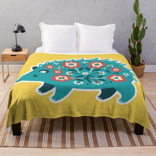 Item preview, Turquoise Hedgehog & Motifs STICKER/MAGNET PACK – Scandinavian Folk Art by heidiannemorris © designed and sold by FOLK ART FUSION by heidiannemorris.