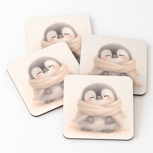 Item preview, Cozy Baby Penguin Wrapped in Scarf – Cute Winter Kawaii Illustration designed and sold by PebsPebs.