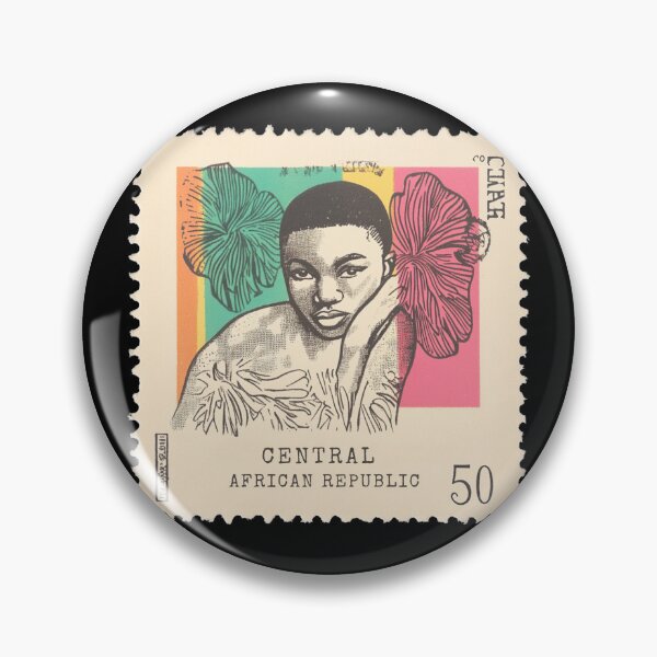 Item preview, Vintage Central African Republic Postage Stamp Art - Floral Portrait designed and sold by tiigerdad.