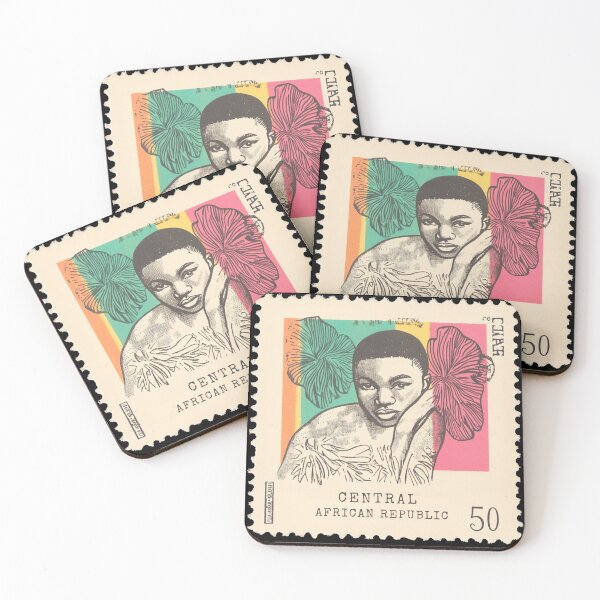 Item preview, Vintage Central African Republic Postage Stamp Art - Floral Portrait designed and sold by tiigerdad.